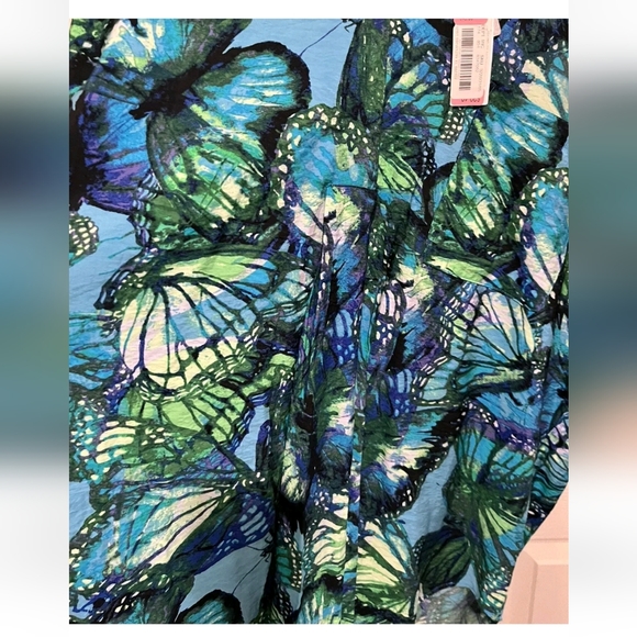 NWT Westbound Butterfly Blouse, XL, 1X, 18, Great Cover Up too! Blues/Greens - Picture 4 of 5